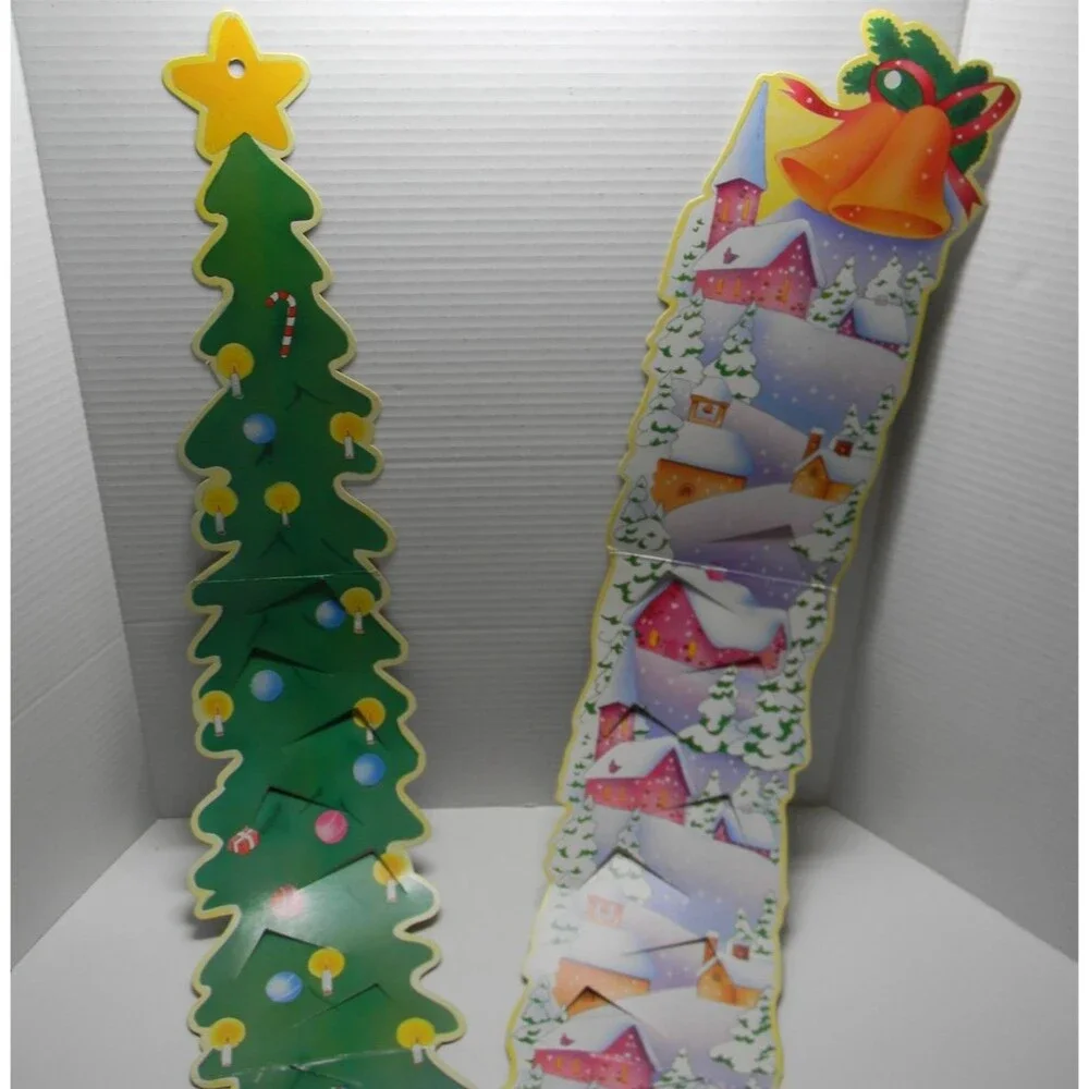 2 Vtg Christmas Card Holder Hanging  Approx. 3 Ft Long ea Holds 12 Cards Each